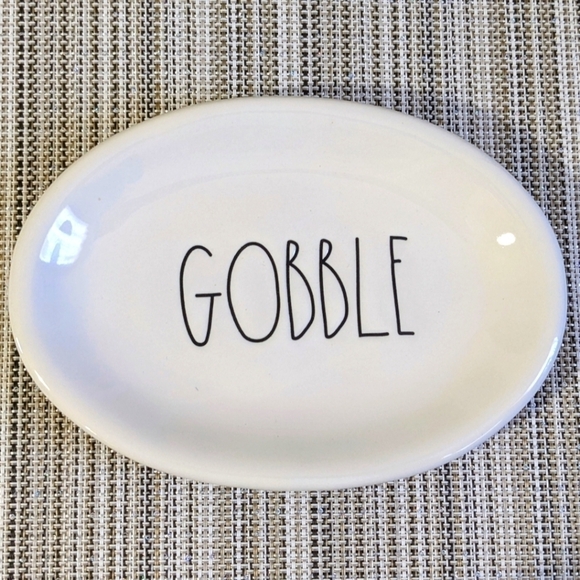 Rae Dunn GOBBLE Appetizer Snack Farmhouse Plates (x4) NWT - Picture 1 of 4